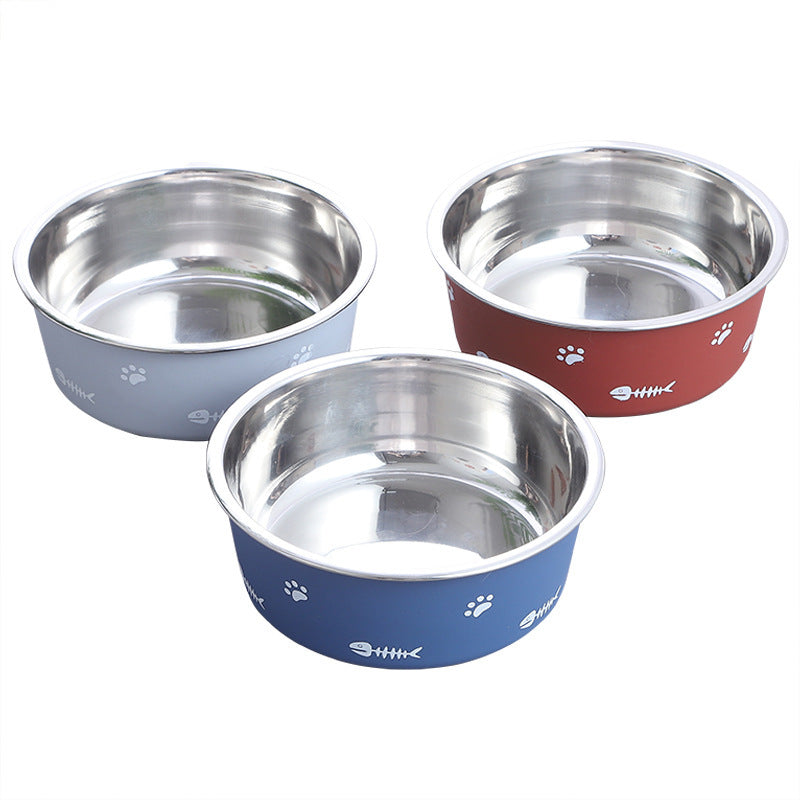 Durable Non-Skid Stainless Steel Pet Bowl with Insulated Rubber Base - Silver Streak Goods