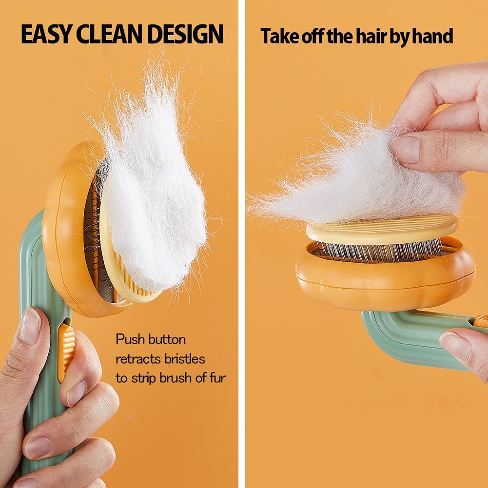 Pet Pumpkin Slicker Brush: Groom, Clean, and Shine! - Silver Streak Goods