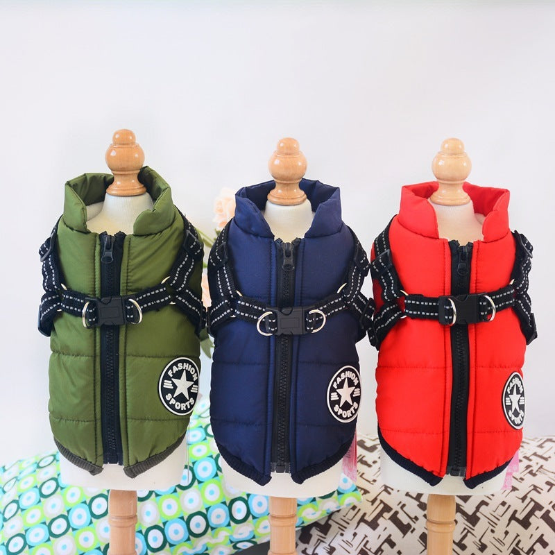 Cozy & Dry: Waterproof Winter Dog Coat with Harness – Ideal for Pups of All Sizes!