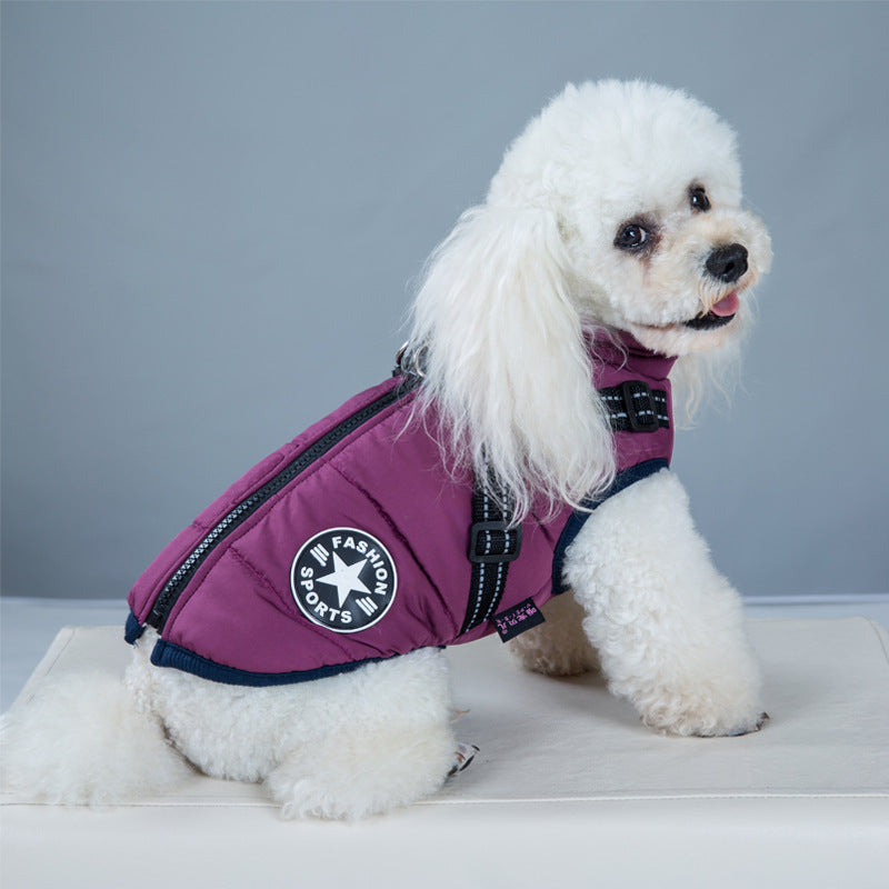 Cozy & Dry: Waterproof Winter Dog Coat with Harness – Ideal for Pups of All Sizes!