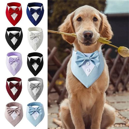💍 Wedding-Ready Dog Bandana – Triangle Scarf with Bow Tie for Large & Small Dogs! 🐾