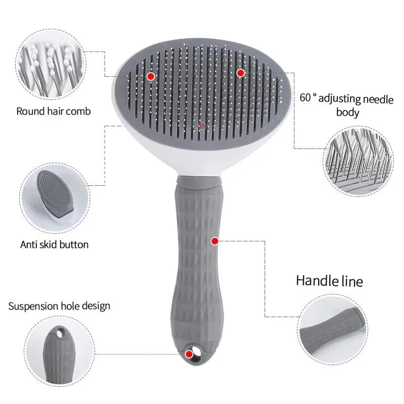 Self-Cleaning Pet Grooming Brush: Tangle-Free Care for Dogs & Cats! - Silver Streak Goods