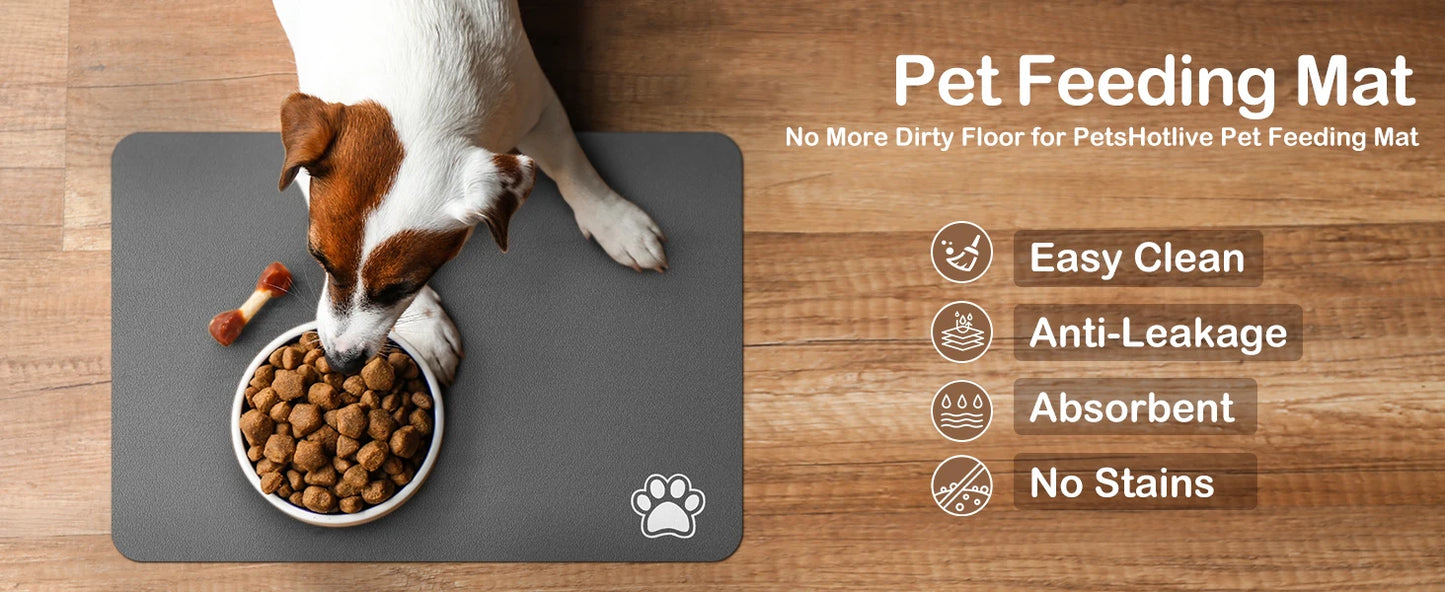 Mess-Free Mealtime: Absorbent & Easy-Clean Pet Feeding Mat!