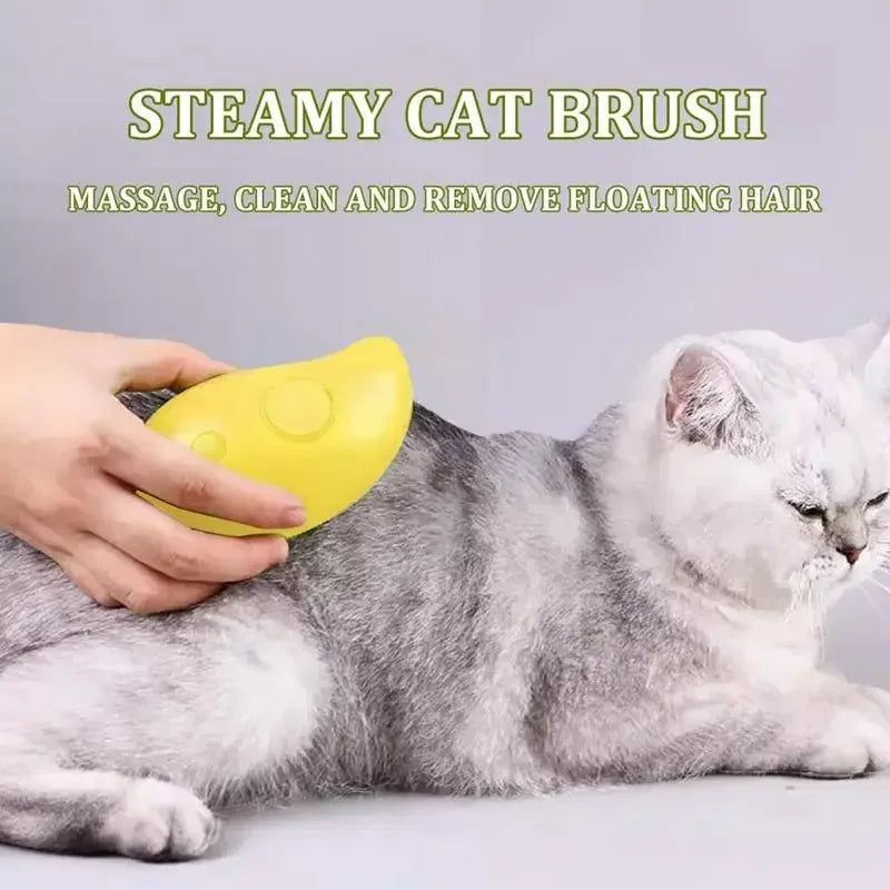 3-in-1 Steamy Grooming Brush with Electric Massage