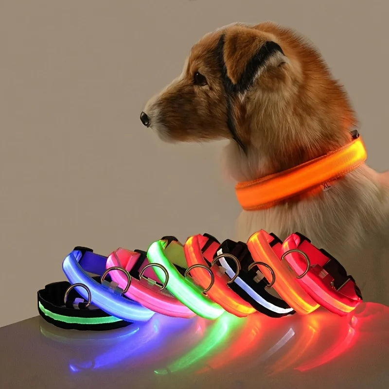 GlowPup: LED Safety Leash & Collar Set - Silver Streak Goods