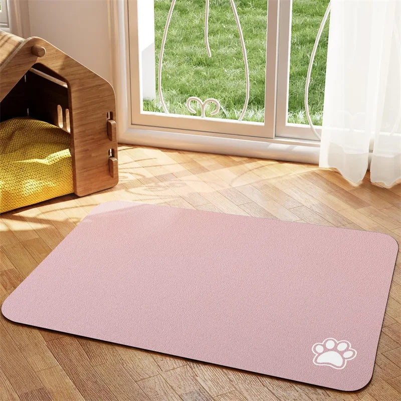 Mess-Free Mealtime: Absorbent & Easy-Clean Pet Feeding Mat!