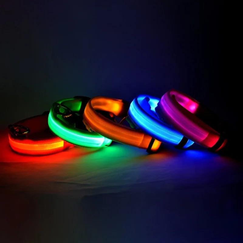 GlowPup: LED Safety Leash & Collar Set - Silver Streak Goods