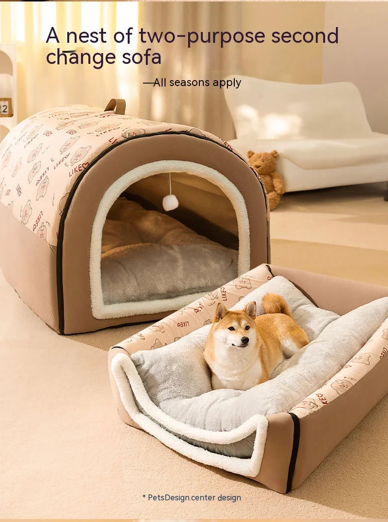 Furry Haven: The Ultimate Winter Dog Nest – Cozy, Washable, and Perfect for Big Dogs!