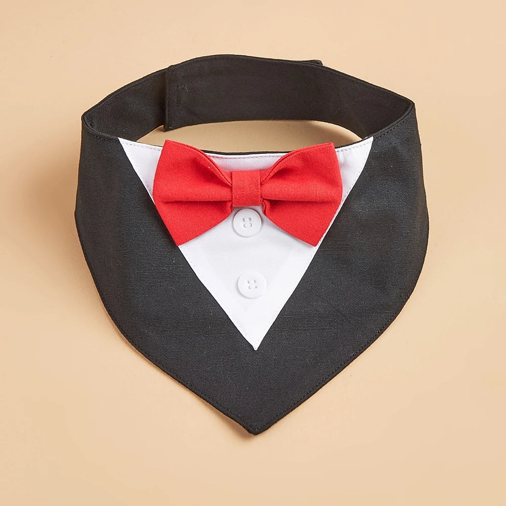💍 Wedding-Ready Dog Bandana – Triangle Scarf with Bow Tie for Large & Small Dogs! 🐾