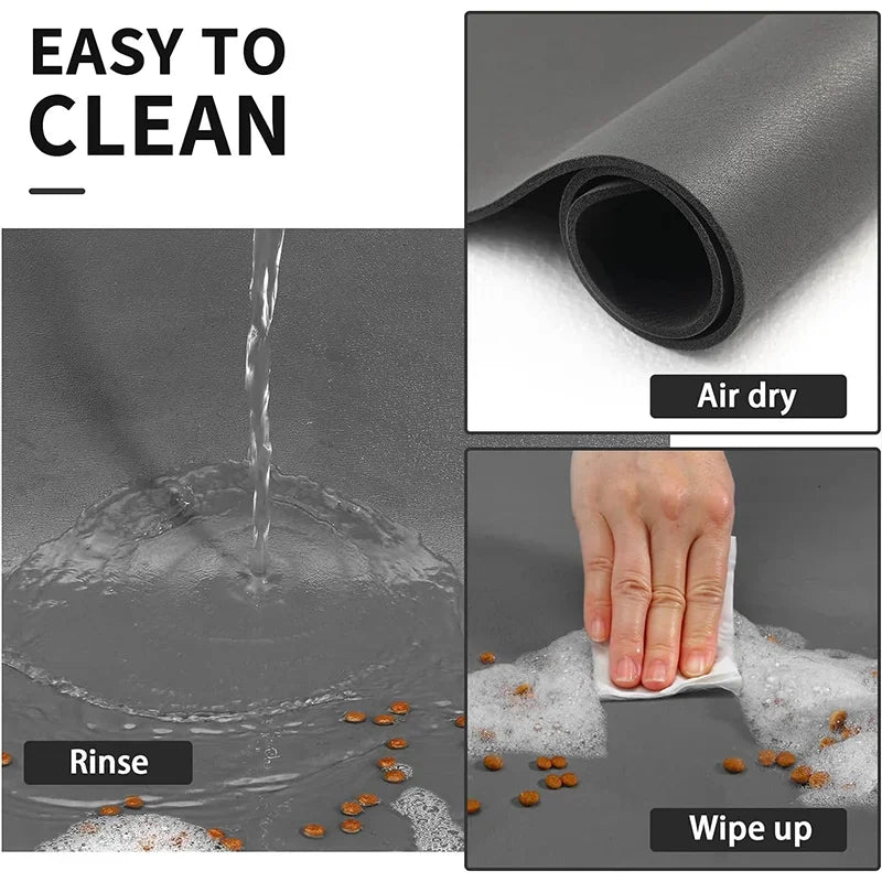 Mess-Free Mealtime: Absorbent & Easy-Clean Pet Feeding Mat!