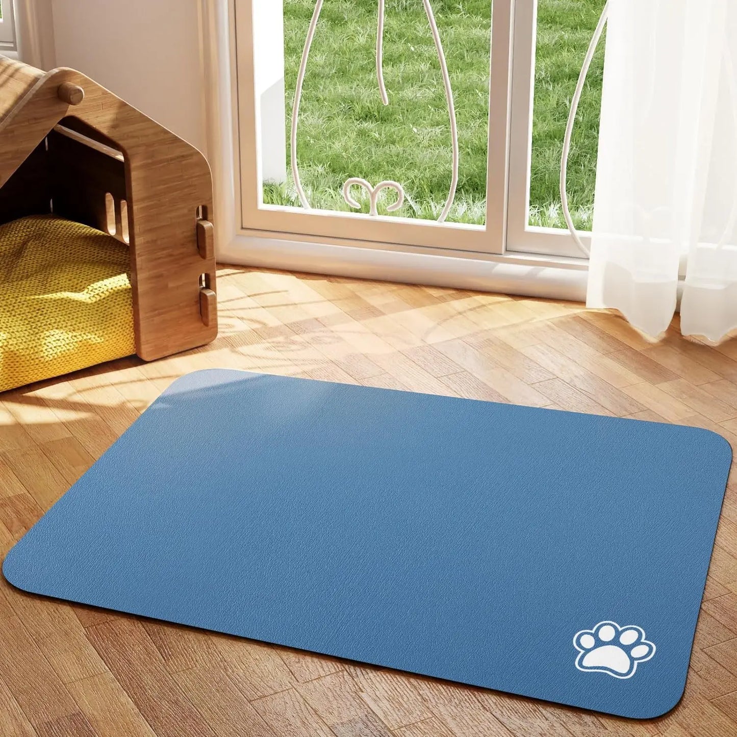 Mess-Free Mealtime: Absorbent & Easy-Clean Pet Feeding Mat!